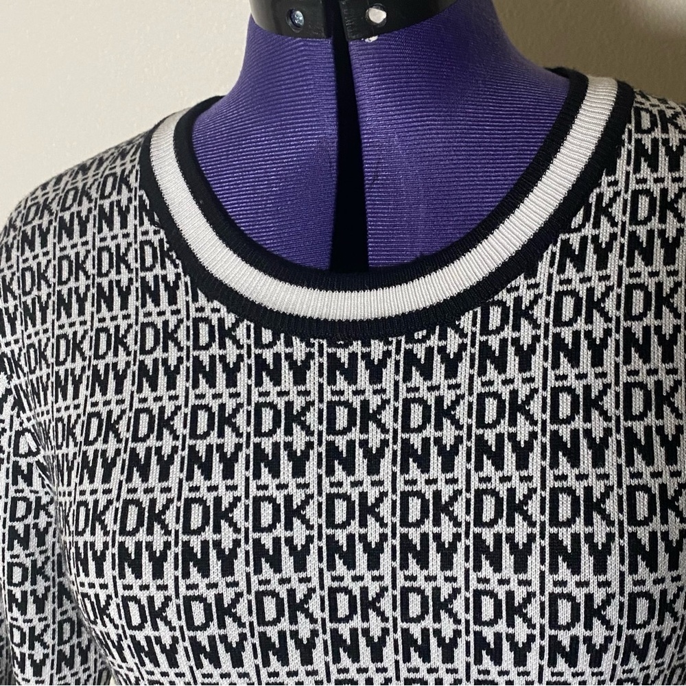 DKNY black and white dress crew neck size L - Picture 8 of 10